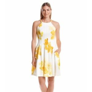 Calvin Klein floral print fit & flare scuba dress